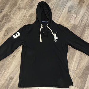 POLO RALPH LAUREN BLACK PULLOVER HOODIE - SIZE MEN (M)